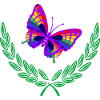 Butterfly in Green Laurel Wreath