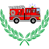 Fire engine in laurel wreath
