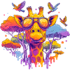 Farbenfrohe Giraffe mit Sonnenbrille