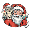 Christmas Cat with Santa Joy