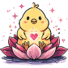 Chick on lotus heart