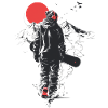 Red Moon Snowboarder Silhouette