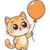 Kitten Kawaii Orange Balloon