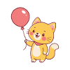 Kawaii cat and pink balloon