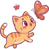 Chaton et Papillon en Joie