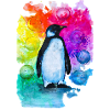 Buntes Pinguin-Aquarell