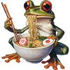 Frog eats ramen