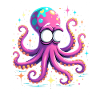 Neon Oktopus Farbexplosion