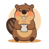 Adorable Beaver with Mug
