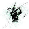 Golfer silhouette with green spots