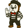 Bouledogue mime intégral en costume rayé