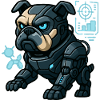 Futuristischer Cyber-Bulldogge in Kampfrüstung