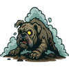 Zombie Bulldog Crawling from Dark Ground