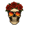 Skull with Roses & Retro Sunglasses – High-Resolut