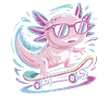 Pink Axolotl Skater with Sunglasses