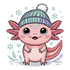 Axolotl with knitted hat