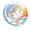 Surfing fish with sunglasses