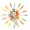 Étoile arc-en-ciel radieuse avec fleur exotique