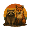 Waschbär Fuchs Retro Tierfreunde