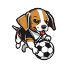 Beagle with soccer ball