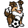 Cheerful dog with soccer ball