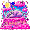 Purple Slumber Sloth on Pink Cake