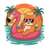 Lustiger tropischer Sommer-Flamingo-Float