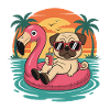 Funny Pug Tropical Summer Flamingo Float