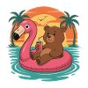 Lustiger Bär tropischer Sommerflamingo-Float