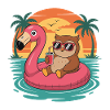 Lustiger Eulen-Tropensommer-Flamingo-Float