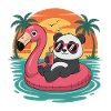 Lustiger Panda tropischer Sommer-Flamingo-Float