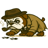Detective Bulldog with Pipe and Footprints