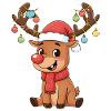 Cute Christmas Reindeer Cartoon Mood