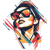 Geometric Pop Art Portrait Sunglasses