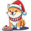 Christmas Shiba with Santa Hat