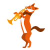 Fox with Trumpet, Abstraction Painting Wildlive
