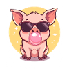 Sunglasses Pig with Bubblegum