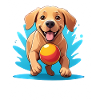 Cheerful Dog with Ball Cartoon