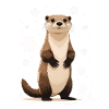 Winter otter with snowflakes