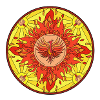 Flammender Phönix im Sonnenkreis