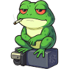 Frog Relax with a Cigarette