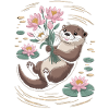 Otter T-Shirt with Flowers