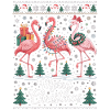 Weihnachtsflamingos mit Schneeflocken und Deko