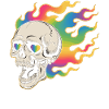 Psychedelic skull in fire design