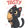Chat noir gourmand crème glacée