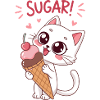 Chat gourmand et crème glacée
