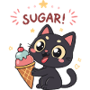 Chat gourmand et crème glacée SUGAR