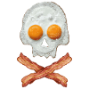 Spiegelei Schädel mit Baconkreuz