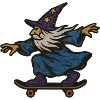 Skating Wizard in Purple Star Hat