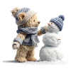 Winter Friend Bear and Snowman